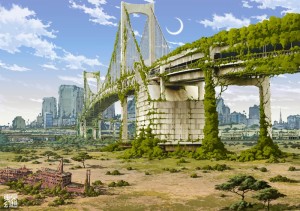 fantasy ship nature tokyo ruins city futuristic bridges moss 1653x1169 wallpaper_www.wall321.com_88